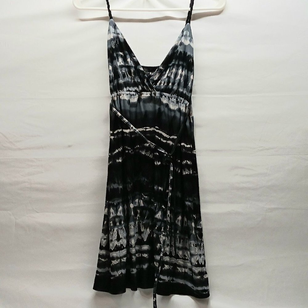 Neesha Dress Women's Size M/L Black‎ White Grey Tie Dye Swing Tank Style EUC